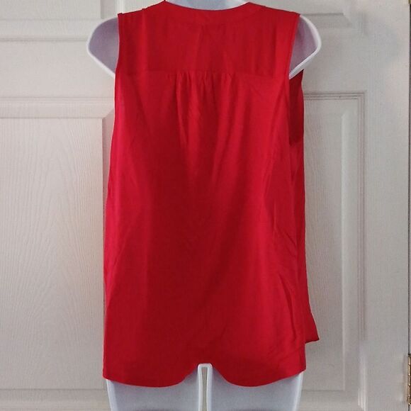 Loft red sheer sleeveless business casual blouse  Sz S  EUC - Picture 4 of 6